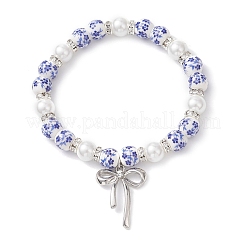 Bracelets à breloques en laiton avec nœud papillon&nbsp;BJEW-JB12905-01
