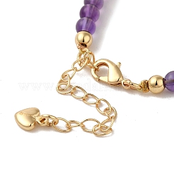 Braccialetti rotondi con perline di ametista naturale da 4 mm&nbsp;BJEW-P318-03G-01