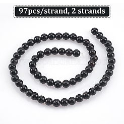 2 Strang natürliche schwarze Onyxperlen&nbsp;G-GO0001-15B