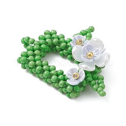 Rettangolo di perline con ciondoli a forma di fiore&nbsp;PALLOY-MZ01144-03
