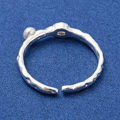 Offener Manschettenring aus Naturperle mit Strass&nbsp;RJEW-H220-16S