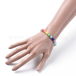 Bracelets élastiques faits à la main de perles heishi en pâte polymère&nbsp;BJEW-JB05160-M