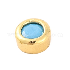 Cabochon piatti rotondi in ottone con micro pavé di zirconi placcati a cremagliera&nbsp;KK-F874-03G-05