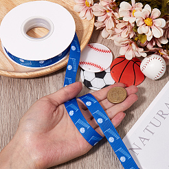 Cinta de grosgrain de poliéster estampada con tema de pelota deportiva de 25 yarda&nbsp;OCOR-WH20002-03B-02