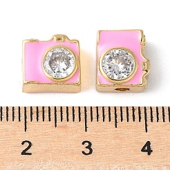 Perline di zirconi cubici trasparenti con pavé di ottone&nbsp;KK-H449-86G-02