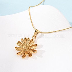 Collane a catena a serpente con ciondolo a forma di fiore in acciaio inossidabile 304 per donna&nbsp;NJEW-F354-11A-G
