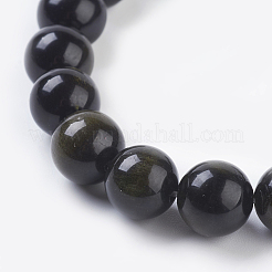 Naturale lucentezza dorata perle di ossidiana fili&nbsp;G-C076-10mm-5