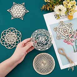 6 Set 6 Stile unbehandeltes Holz Heilige Geometrie Wandkunst&nbsp;DIY-CA0003-68