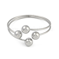 Bracciali tondi in ottone aperti con coppia di polsini per le donne&nbsp;BJEW-Z074-03P
