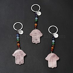 Natur- und Synthetik-Chakra-Schlüsselanhänger aus gemischtem Stein&nbsp;KEYC-F034-01