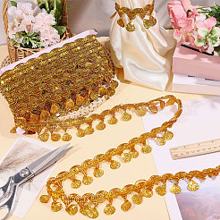 Rubans à pompons en dentelle de fil métallique polyester&nbsp;OCOR-WH0108-42A