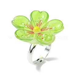 5 Stück 5 Farben leuchtend im Dunkeln leuchtende Blumenharz-Fingerringe-Set&nbsp;RJEW-JR00641-S