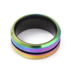 Anello scanalato in acciaio inossidabile 304 per uomo e donna&nbsp;RJEW-WH0011-09A-MC