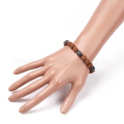 4 pezzo di braccialetti elasticizzati in rudraksha naturale e perline di pietre preziose per donna uomo&nbsp;BJEW-JB08939
