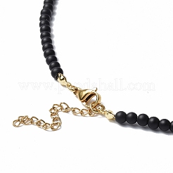 Collier pendentif pompon avec chaînes de perles de verre pour femme&nbsp;NJEW-F302-03