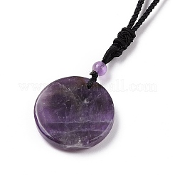 Collier pendentif noeud de marin en améthyste naturelle réglable avec cordon en nylon pour femme&nbsp;NJEW-L171-02D