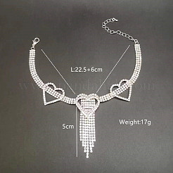 Fußkettchen aus einer Legierung mit Herzquasten und Strassen in Herzform für Damen&nbsp;FS-WG2BEDF-01
