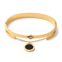 Bracelets à breloques rondes plates en émail&nbsp;BJEW-F474-17G