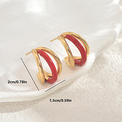 Boucles d'oreilles à tige en acier inoxydable en forme de triple C&nbsp;LH1344