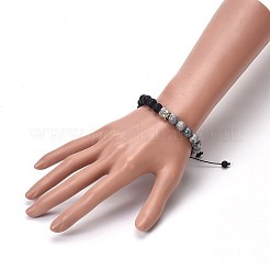 Geflochtene Perlenarmbänder aus natürlichem Lavastein&nbsp;BJEW-JB04128-01