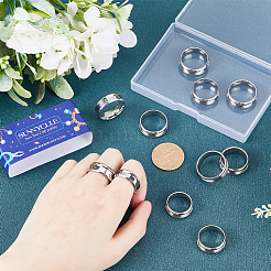 18 Stück 6 Größen 201 Edelstahl geriffelte Fingerringfassungen&nbsp;RJEW-SC0001-05P
