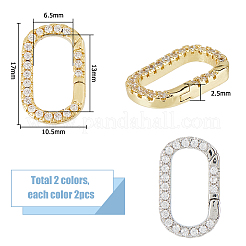 4 Stück 2 Farben Messing Micro Pave Zirkonia Verschlüsse&nbsp;KK-HS0015-11