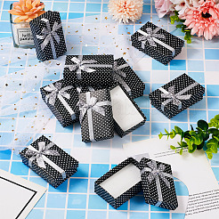 Cajas de regalo de joyería de cartón con estampado de lunares y lazo&nbsp;CON-TAC0001-10E