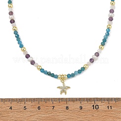 Colliers pendentifs en laiton océanique sertis de micro-pavés de zircon cubique transparent en forme d'étoile de mer&nbsp;NJEW-JN06429-01