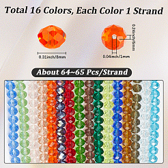 16 brin de perles de verre de 16 couleurs&nbsp;EGLA-PA0001-37A
