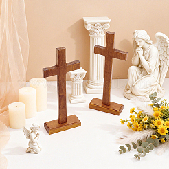 Figurines de croix en bois pour Pâques&nbsp;DJEW-WH0063-67C