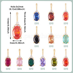 11 pièces 11 couleurs laiton micro pavé pendentifs zircone cubique&nbsp;KK-TA0001-97