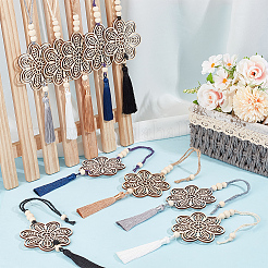 10 pendentif décoratif en bois en forme de fleur&nbsp;HJEW-DR00097