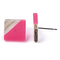 Transparente Ohrstecker aus Harz und Holz&nbsp;EJEW-N017-005A-A04