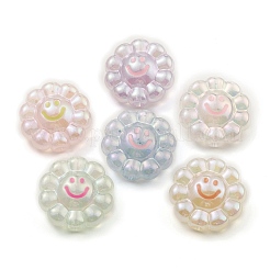 Perline europee acriliche iridescenti arcobaleno con placcatura UV luminosa&nbsp;PACR-E002-05