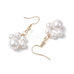 Orecchini pendenti con perle di conchiglia rotonde&nbsp;EJEW-JE06318-01