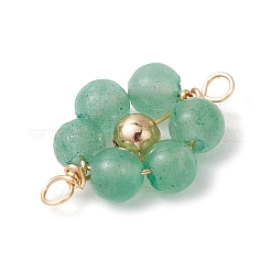 7 pièce 7 styles de cornaline naturelle et de jade topaze et d'améthyste et de quartz rose et d'aventurine verte et de lapis-lazuli et de fleur d'amazonite et de breloques de connecteur de fleur à perles rondes en laiton&nbsp;PALLOY-JF03465