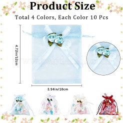 40 Stück 4 Farben 3D-Blumen-Organza-Kordelzugbeutel&nbsp;OP-BBC0001-06C