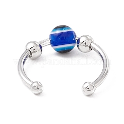 Anello rotondo del polsino aperto con perline rotante malocchio&nbsp;RJEW-H102-04P