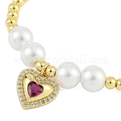 Pulseras elásticas de latón chapado en rack con circonitas cúbicas para mujer&nbsp;BJEW-D047-02G-02
