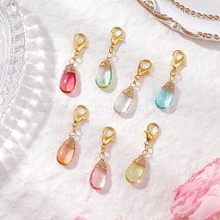 Drahtumwickelte Tropfenanhänger aus Glas&nbsp;HJEW-JM02974-02