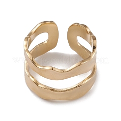 Anillos de puño abiertos con ondas torcidas de acero inoxidable 304 con revestimiento iónico (IP) para mujer&nbsp;RJEW-G285-18G