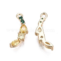 Pendenti in ottone micro pavé di zirconi cubici color champagne&nbsp;KK-Q764-027