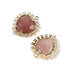 Natürlicher Erdbeerquarz facettierte Herzanhänger&nbsp;G-I382-03G-06