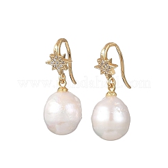 Natürliche Barockperle Keshi Perle baumeln Ohrringe&nbsp;EJEW-JE07112