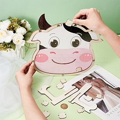 Libro de visitas de madera para baby shower con temática de vaca para fiesta de cumpleaños&nbsp;AJEW-WH0270-345