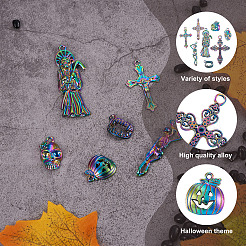 32pcs 8 pendentifs en alliage de couleur arc-en-ciel&nbsp;PALLOY-SW0001-02