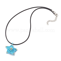 Collane con ciondolo a forma di stella con perline di vetro&nbsp;NJEW-MZ00081-02
