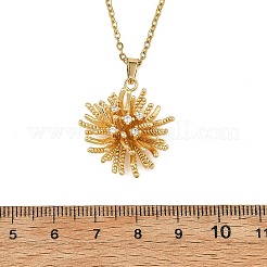 Pendentif fleur en laiton serti de micro-pavés de zirconiums cubiques transparents 3D&nbsp;NJEW-JN06523