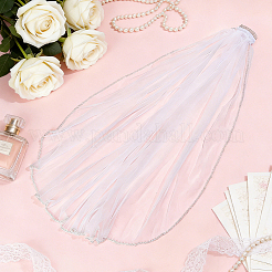 Velos de novia largos de encaje de organza&nbsp;AJEW-WH0596-963B