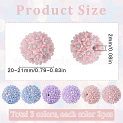 6 Stück 3 Farben handgemachte Polymer Clay Strass Blumenkugel Perlen&nbsp;CLAY-SC0002-14